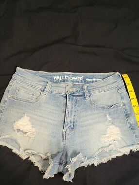 Wallflower Light Blue Ripped Frayed Hem Denim Shorts